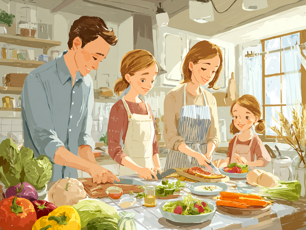 Masă colorată cu alimente sănătoase și echilibrate